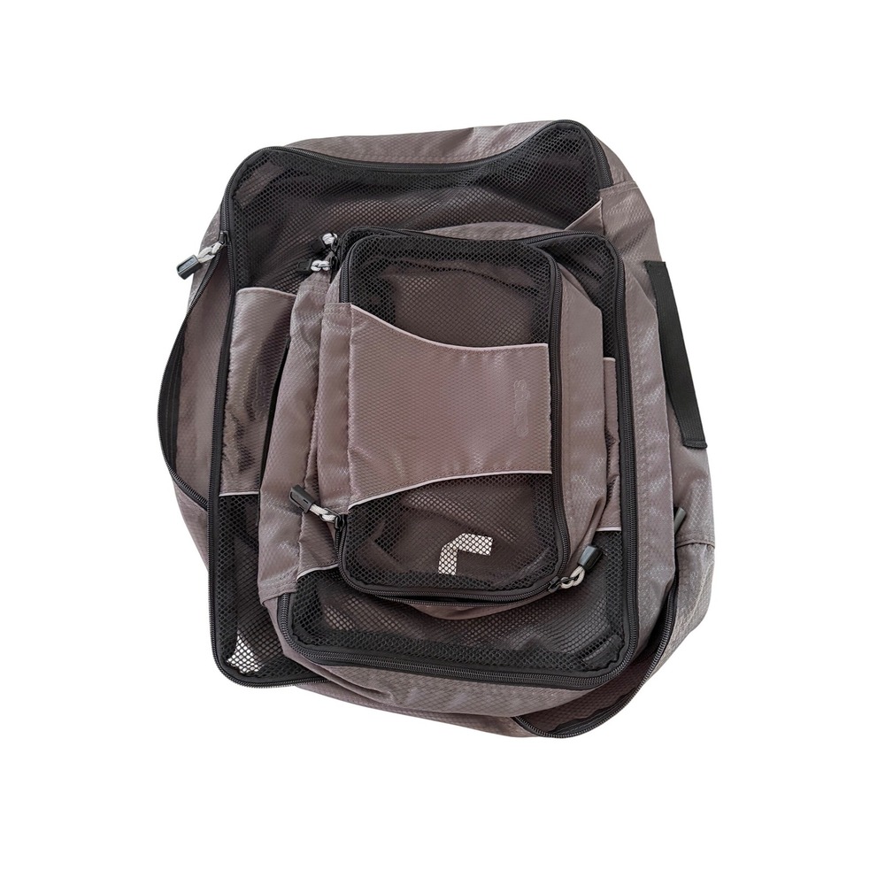 eBags Packing Cubes 3pc Set Gray Travel Luggage Organizers Mesh Top YKK Zippers